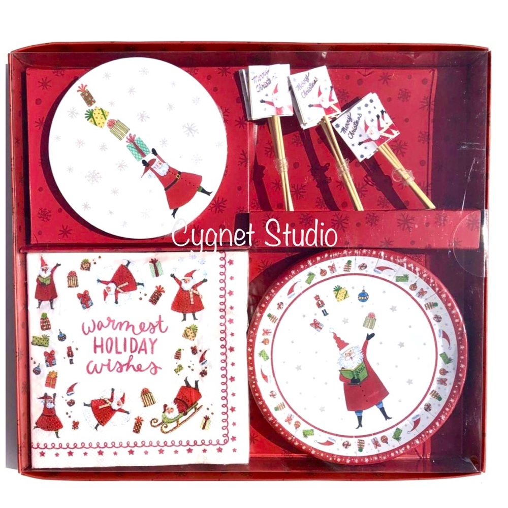Punch Studio Juggling Santa Entertainment Tableware Dessert Set/12 (14158)